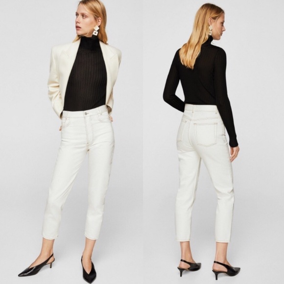 Mango Denim - Mango Judith Off White Straight Cropped Jeans NWT